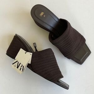 ZARA Wedged Knit Fabric Sandals Brown Size EU 40 NEW WITH TAGS
